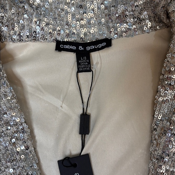 ⭐️ Cable & Gauge Silver Sequin Blazer- size Large - Picture 2 of 7